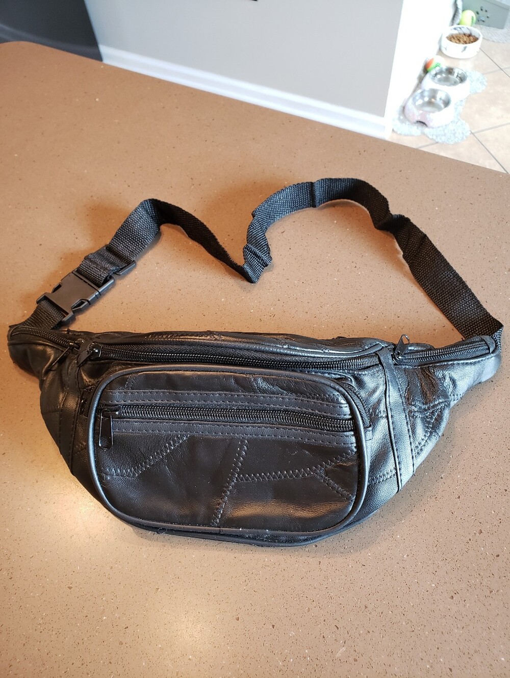Black Leather Fanny Pack Or Crossbody